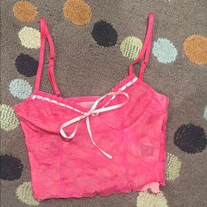 Pink Lace Camisole with Bow